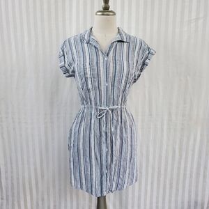 Japna Blue and White Striped Midi Dress
